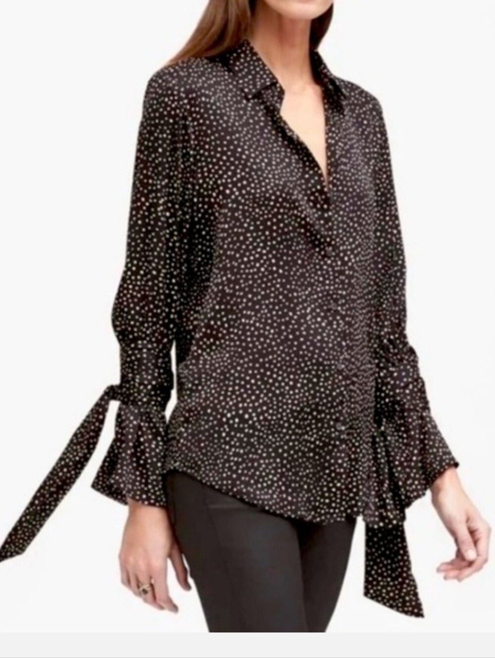 Banana Republic Dillon Shirt In Black And Cream Dot